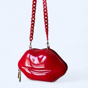 Betsey Johnson Patent Red Lips Purse
